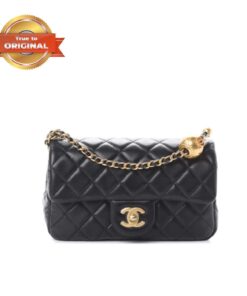 [True-to-ORIGINAL] Chanel Flap Bag With CC Ball On Strap Black For Women 7.8in/20cm AS1787