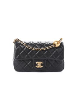 Chanel Flap Bag With CC Ball On Strap Black For Women 7.8in/20cm AS1787