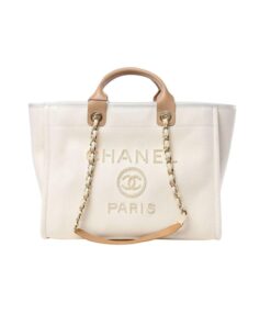 Chanel Large Deauville Pearl Tote Bag White For Women 15in/38cm A66941