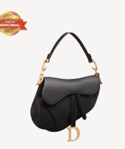[True-to-ORIGINAL] Christian Dior Saddle Bag Black Grained For Women 10in/25cm CD M0446CBAA_M900