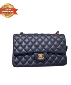 [True-to-ORIGINAL] Chanel Small Classic Handbag Dark Blue For Women 7.8in/20cm A01113
