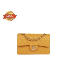 [True-to-ORIGINAL] Chanel Small Classic Double Flap Yellow For Women 9in/23cm