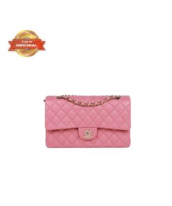 [True-to-ORIGINAL] Chanel Medium Classic Double Flap Bag Dark Pink For Women 10in/25.5cm