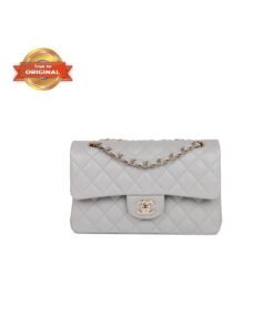 [True-to-ORIGINAL] Chanel Small Classic Double Flap Grey For Women 9in/23cm