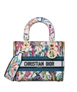 Christian Dior Medium Lady D-Lite Bag White Multicolor For Women M0565OECJ_M933 - 24 Cm/ 9.5 Inches