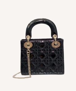 Christian Dior Mini Lady Dior Bag Black For Women 17cm