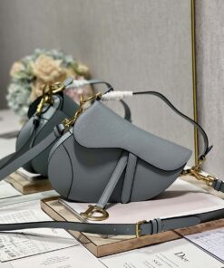 Christian Dior Saddle Bag With Strap Grey For Women 10in/25.5cm