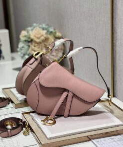 Christian Dior Saddle Bag With Strap Pink For Women 10in/25.5cm