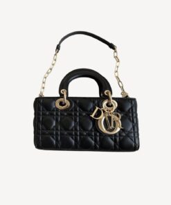 Christian Dior Small Lady D-Joy Bag Black For Women 9in/22cm