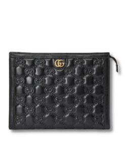 Gucci GG Matelass? Pouch Black/Brown/ Grey For Women 723780 UM8IG 1000 10.6 in/ 27 cm