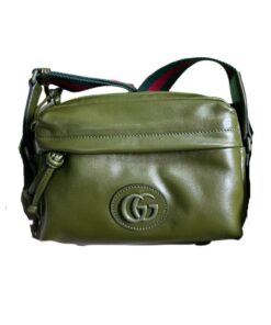 Gucci Shoulder Tonal Double G Bag Green Khaki/Black For Men 23.3cm/9.2in 725696 AABDH 3353