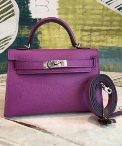 Hermes Mini Kelly Violet For Women Silver Toned Hardware 7.5in/19cm