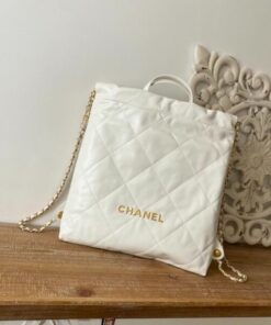 Chanel Large 22 Backpack White For Women 19.9in / 51cm AS3313