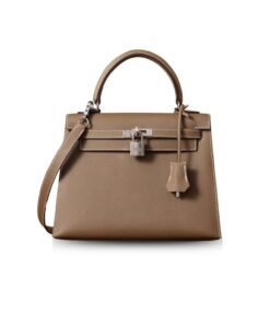 Hermes Kelly Epsom Silver Tone Lock Bag Grey For Women 9,8in/25cm