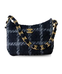 Chanel Tweed Black Hobo Bag For Women 6,9in/17,5cm