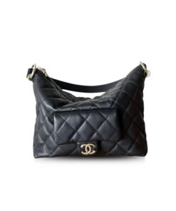 Chanel 23B Calfskin Black Hobo Bag For Women 11in/28cm