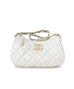 Chanel 23K Calfskin White Hobo Bag For Women 9,1in/25cm