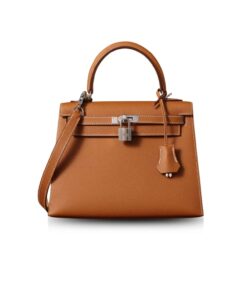 Hermes Kelly Epsom Silver Tone Lock Bag Brown For Women 9,8in/25cm
