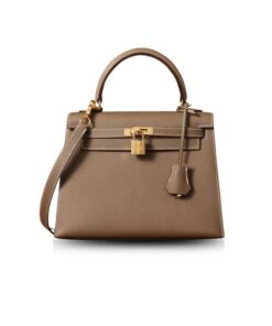 Hermes Kelly Epsom Gold Tone Lock Bag Grey For Women 9,8in/25cm