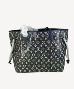 Louis Vuitton Neverfull MM Monogram Jacquard Denim Totes Bag Grey For Women 12.2in/31cm M21465