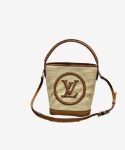Louis Vuitton Petit Bucket Raffia Beige For Women 9.4in/24cm