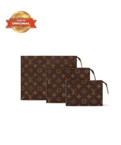 [True-to-ORIGINAL] Louis Vuitton Trio Toiletry Pouch Wallet Brown For Women 9,8in/25cm M47195