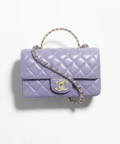 Chanel Mini Flap Bag With Top Handle Purple For Women 7.8 Inches/ 20 Cm AS4924 B16898 NY559