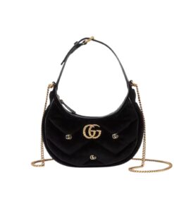 Gucci Marmont Half Moon Shaped Mini Bag Black For Women 21cm / 8.3in 770983 FACK2 1000