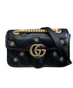 Gucci Marmont Matelasse Mini Bag GG Black/White For Women 22cm / 8.5in