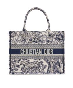 Christian Dior Medium Dior Book Tote Bag Ecru And Blue For Women M1296ZTDT_M34I - 36 Cm/ 14 Inches