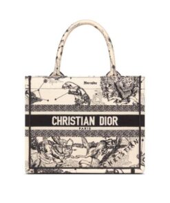 Christian Dior Small Dior Book Tote Bag Latte And Black For Women M1265ZRHZ_M06E - 26.5 Cm/ 10.5 Inches