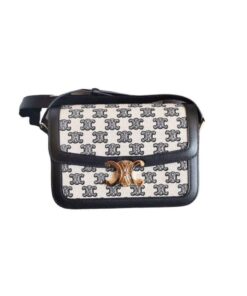 Celine Teen Triomphe Bag Black/Brown For Women 7in/18.5cm