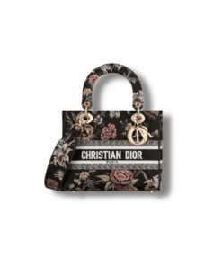 Dior MEDIUM LADY D-LITE BAG Black Multicolor Dior Jardin Botanique Embroidery - M0565ORZB_M911