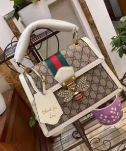 Gucci Queen Margaret GG Small Top Handle Bag Beige And Ebony GG Supreme Canvas For Women 10in/26cm GG 476541