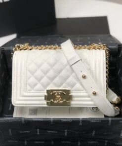 Chanel Boy Flapbag White For Women 7.9in/20cm
