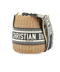 Dior Wicker Bucket Shoulder Bag Beige For Women 7.9in / 20cm