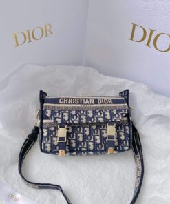 Christian Dior Small DIORCAMP Bag Blue Dior Oblique Embroidery Blue For Women 23cm CD M1241ORIW_M928
