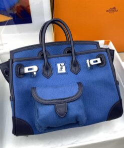 Hermes Birkin Cargo 25 Blue, Silver Toned Hardware Bag For Women, Women's Handbags, Shoulder Bags 9.8in/25cm