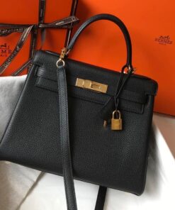 Hermes Kelly 28 Retourne Togo Black Bag For Women, Women's Handbags, Shoulder Bags 11in/28cm