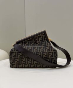 Fendi First Large Brown Canvas For Women, Women's HandBags, Shoulder And Crossbody Bags 12.8in/32.5cm FF 8BP129