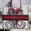 Christian Dior Large Dior Book Tote Latte Multicolor Cupidon Embroidery Red/White For Women 41cm CD M1296ZTQG_M941