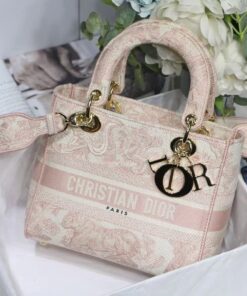 Christian Dior Medium Lady D-Lite Bag Pink For Women 24cm/9.5in CD M0565OTDT_M912