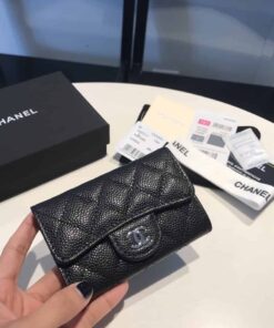 Chanel Classic Card Holder Silver Hardware Black For Women 4.5in/11.5cm