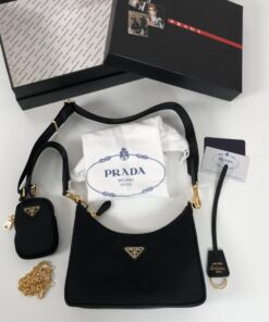 Prada Re-Edition 2005 Re-Nylon Bag Black For Women, Women's Bags 8.6in/22cm 1BH204_NZV_F0632_V_V2M
