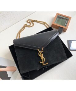 Saint Laurent Cassandra Medium Chain Bag Black For Women 8.6in/22cm YSL 5327500SX0W1000