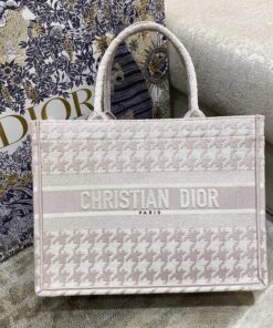 Christian Dior Medium Dior Book Tote Pastel Houndstooth Embroidery Pastel For Women 36cm CD