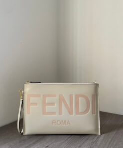 Fendi Flat Pouch White Large Pouch Bag For Woman 34cm/13in 8N0178AC9LF0K7E