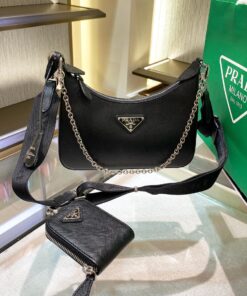 Prada Re-Edition 2005 Saffiano Leather Bag Black For Women, Women's Bags 8.6in/22cm 1NE204_R064_F0002