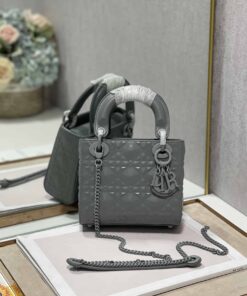 Christian Dior Mini Lady Dior Bag, Dark Grey For Women 17cm CD
