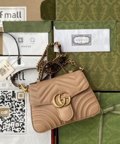 Gucci GG Marmont Mini Top Handle Bag Beige For Women, Women's Bags 8.3in/21cm GG